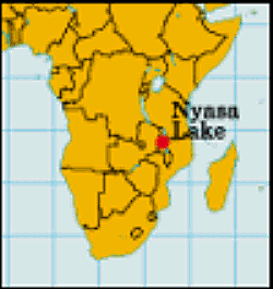 Pamela at Lake Nyasa in Africa