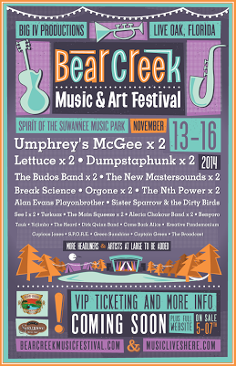 Bear Creek Music Festival Announces 2014 Initial Lineup