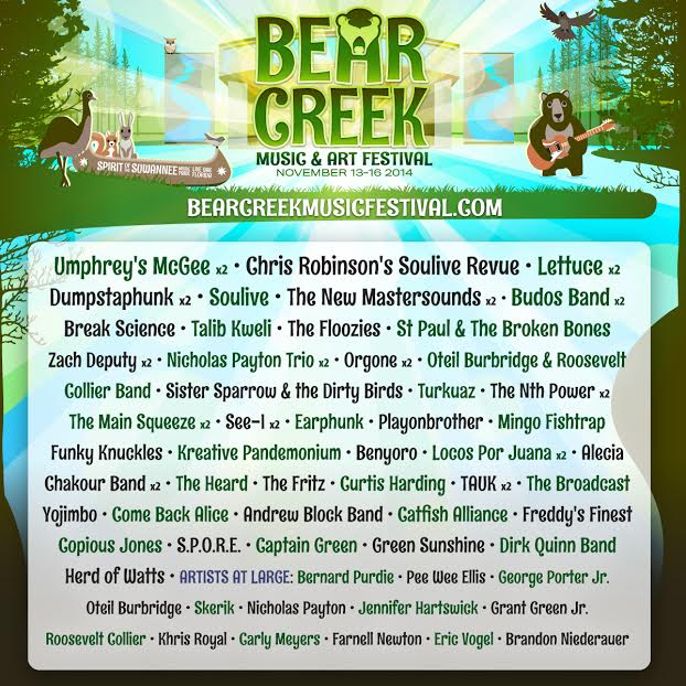 Bear Creek Adds Chris Robinson's Soulive Revue, Talib Kweli and more