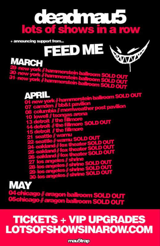 deadmau5 'lots of shows in a row' Tour