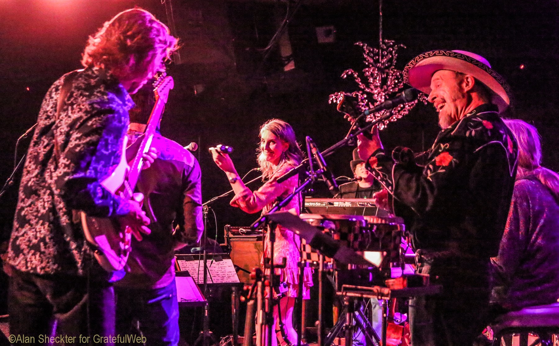 Paige Clem, flanked by a jamming James Nash and Joe Craven, "Firefly" album release party | Terrapin Crossroads