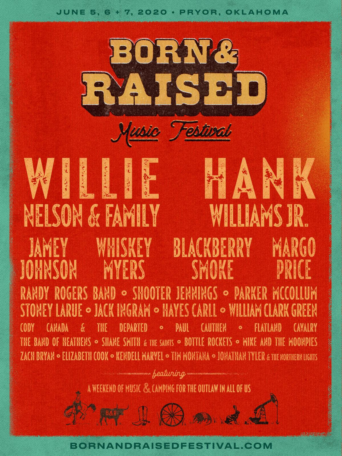 BORN & RAISED MUSIC FESTIVAL Announces Inaugural Lineup Headlined By Willie Nelson & Family and Hank Williams Jr.