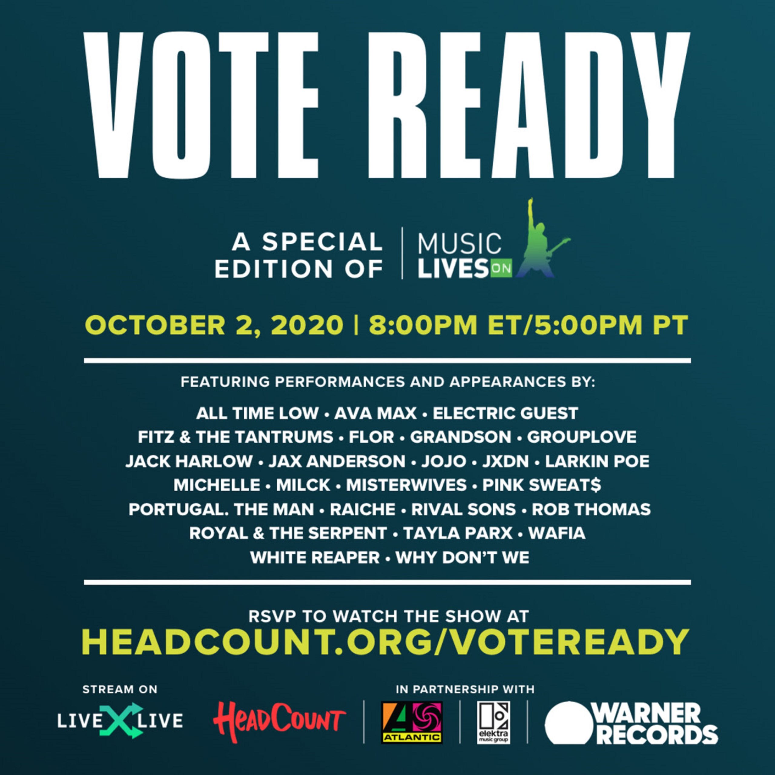 HeadCount + LiveXLive Launch THE VOTE READY FESTIVAL