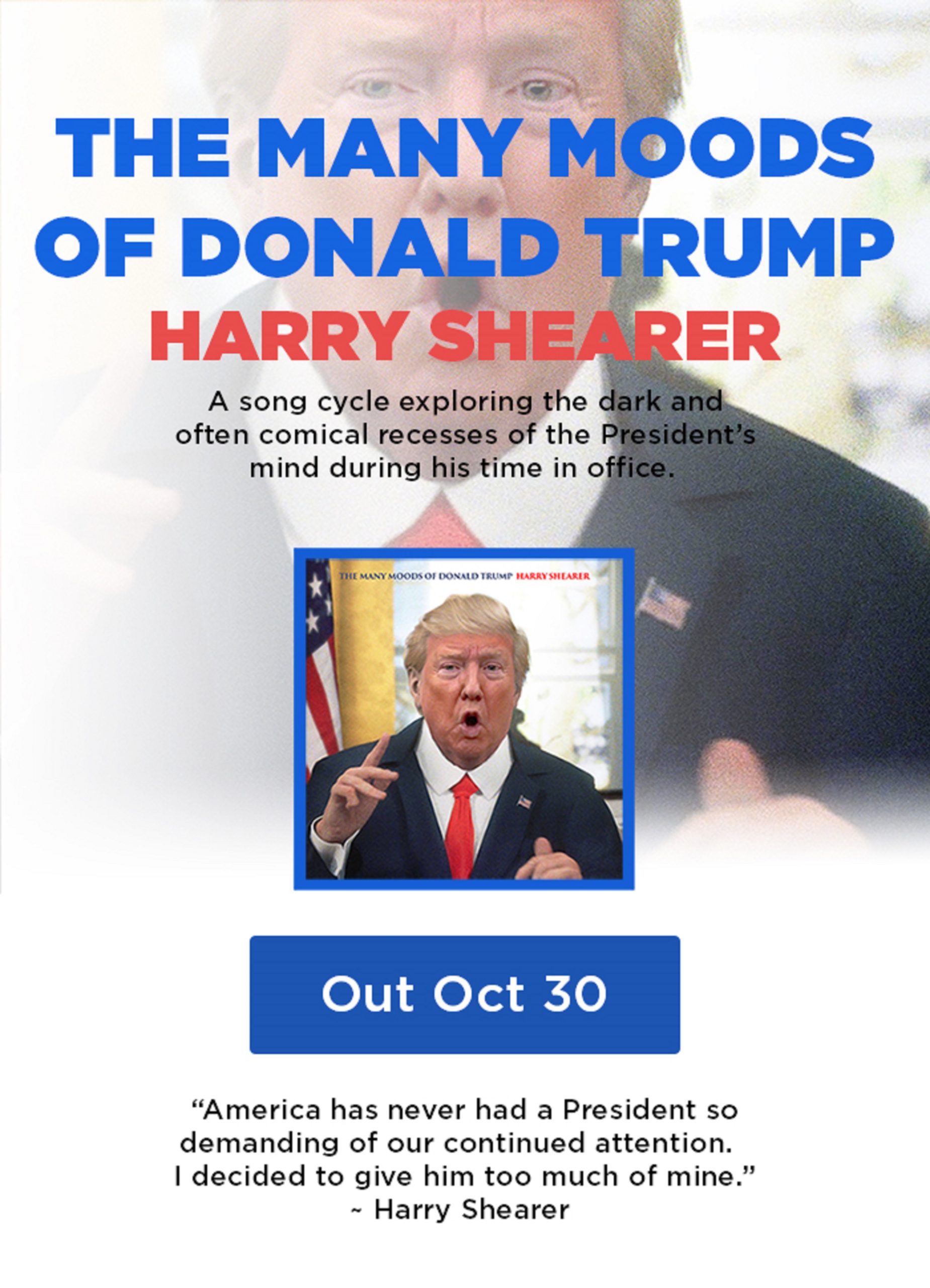 HARRY SHEARER Releases Full Donald Trump Album: ‘The Many Moods Of Donald Trump’ Today