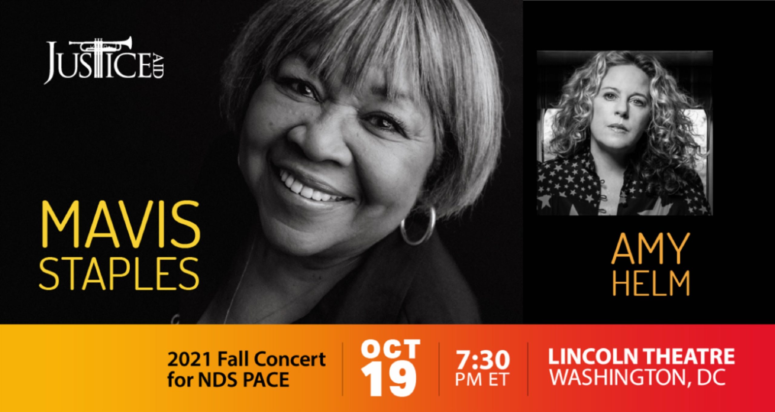 JusticeAid Presents Mavis Staples with Special Guest Amy Helm: A Concert for Neighborhood Defender Service