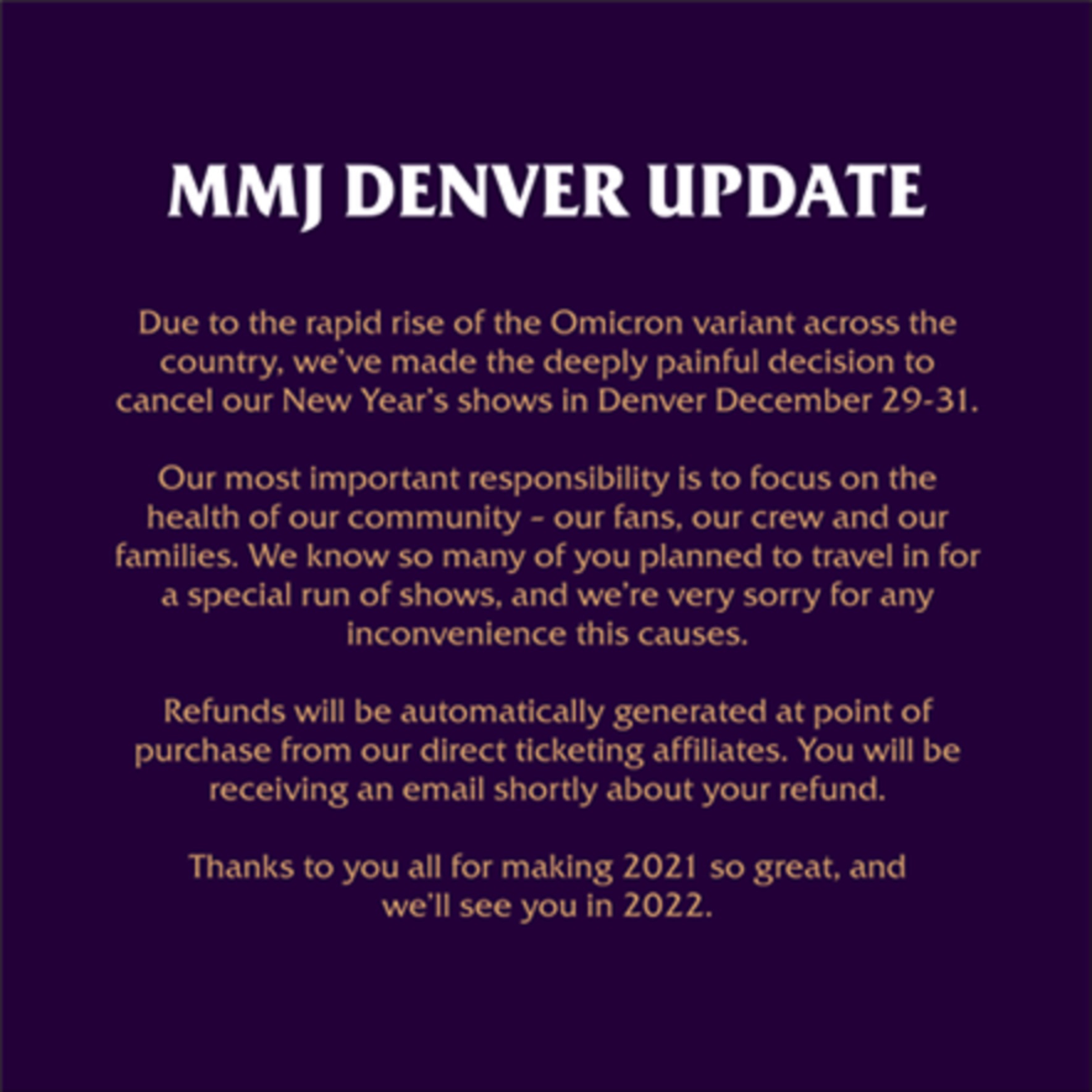 CANCELLED – MY MORNING JACKET – Mission Ballroom