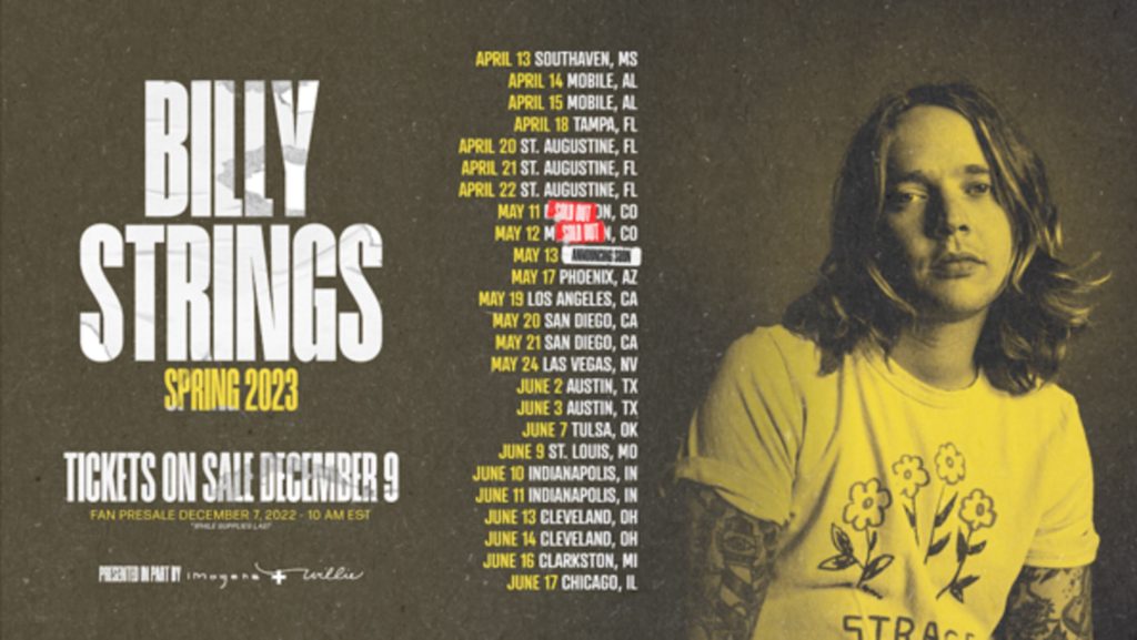 Billy Strings confirms 2023 spring tour including eight headline arena shows