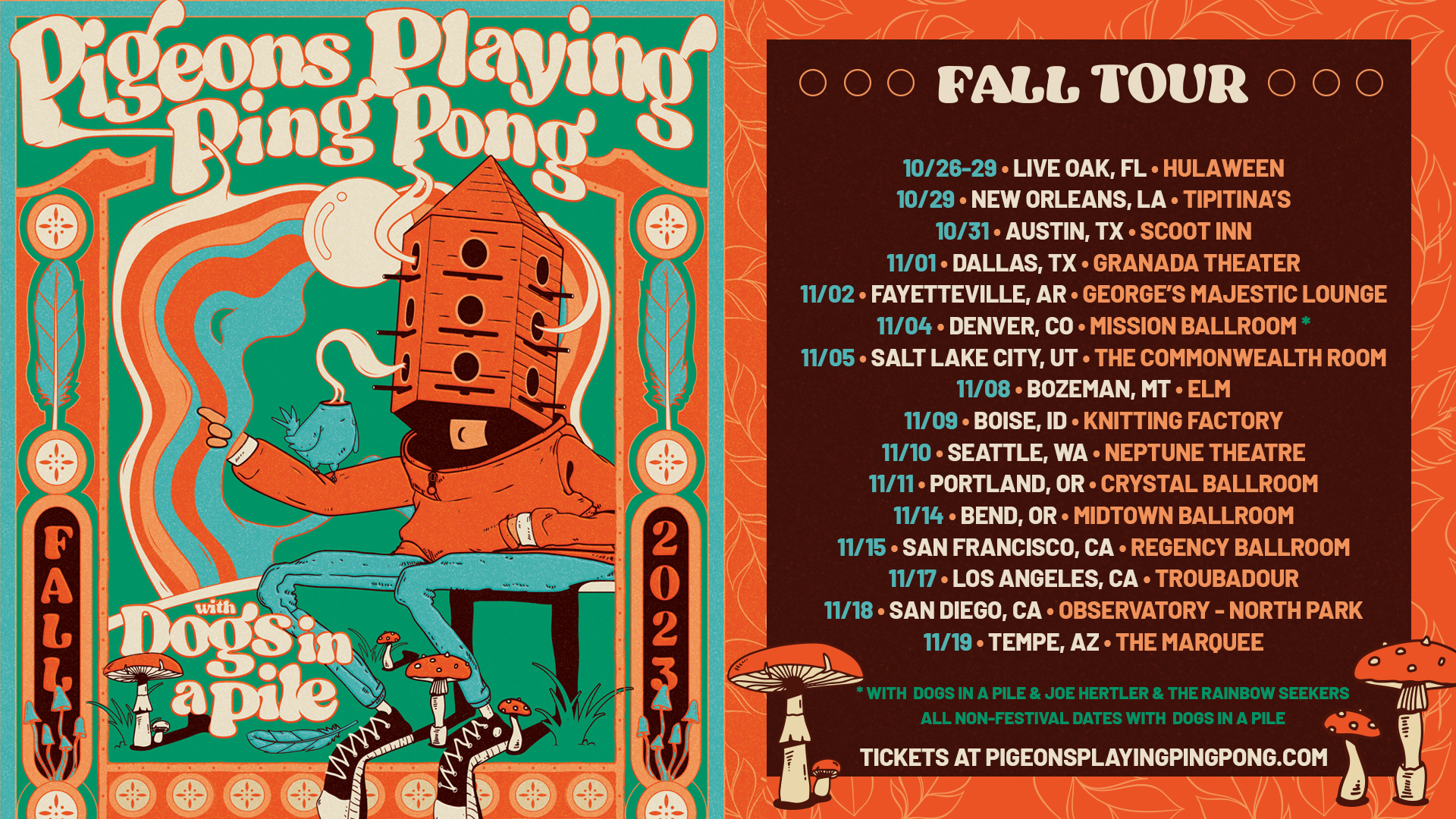 PIGEONS PLAYING PING PONG ANNOUNCES FALL 2023 TOUR DATES