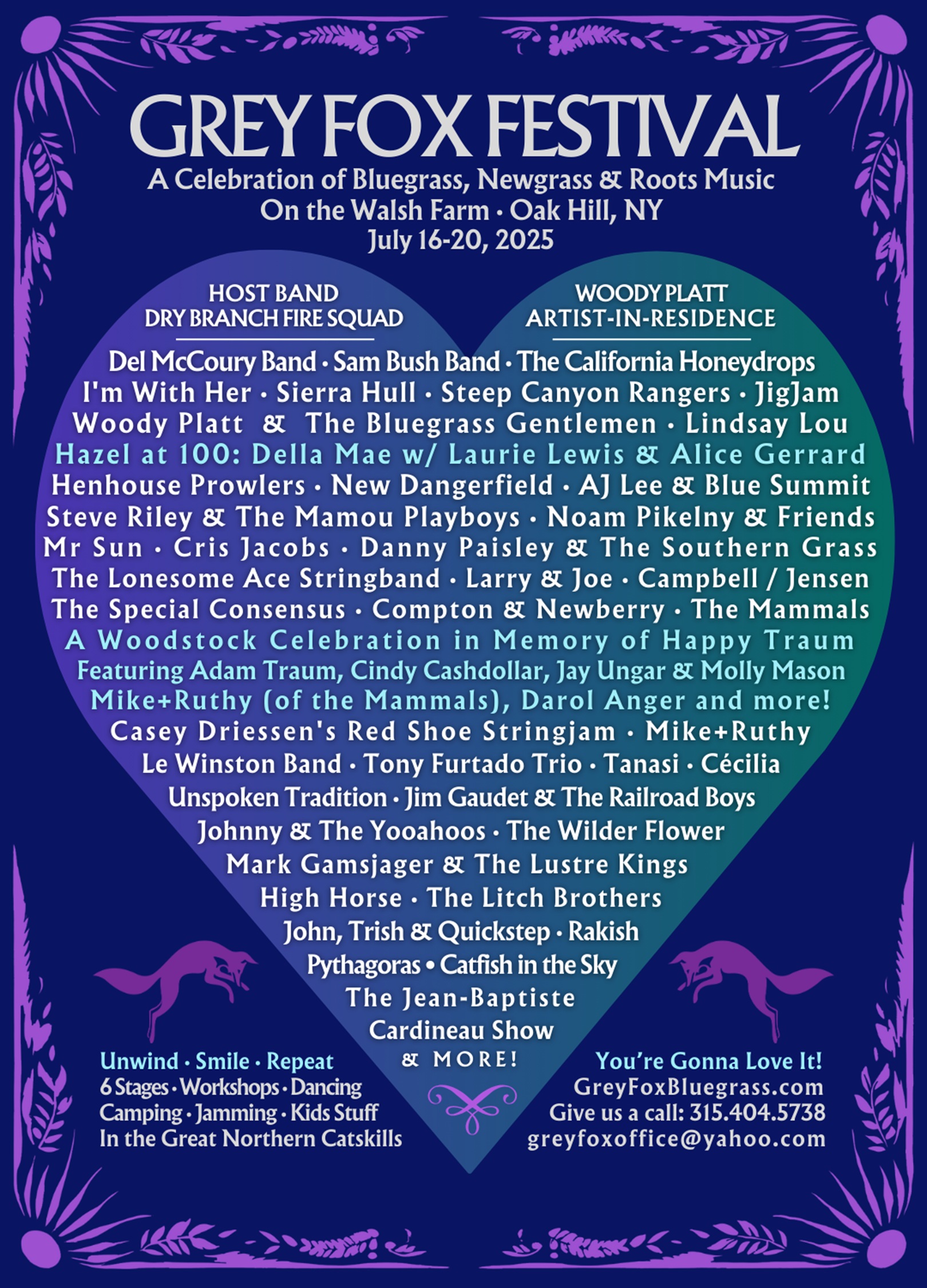 Grey Fox Bluegrass Festival Announces Lineup for This Summer’s Gathering In Oak Hill, NY, July 16-20