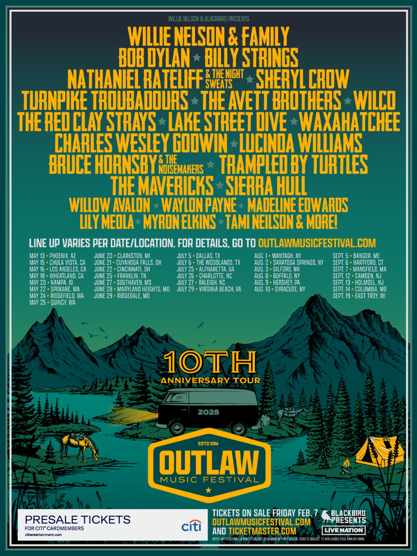 OUTLAW MUSIC FESTIVAL CELEBRATES 10 YEARS WITH A SUPERSTAR LINEUP FOR 2025 TOUR