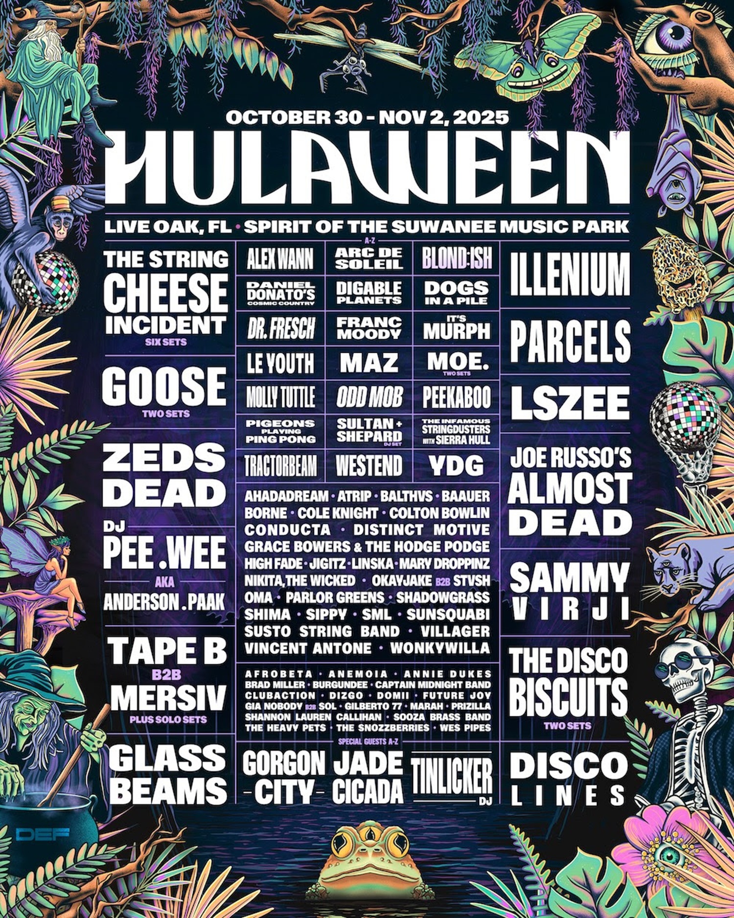 Suwannee Hulaween announces a powerhouse, multi-genre lineup for momentous 12th annual edition