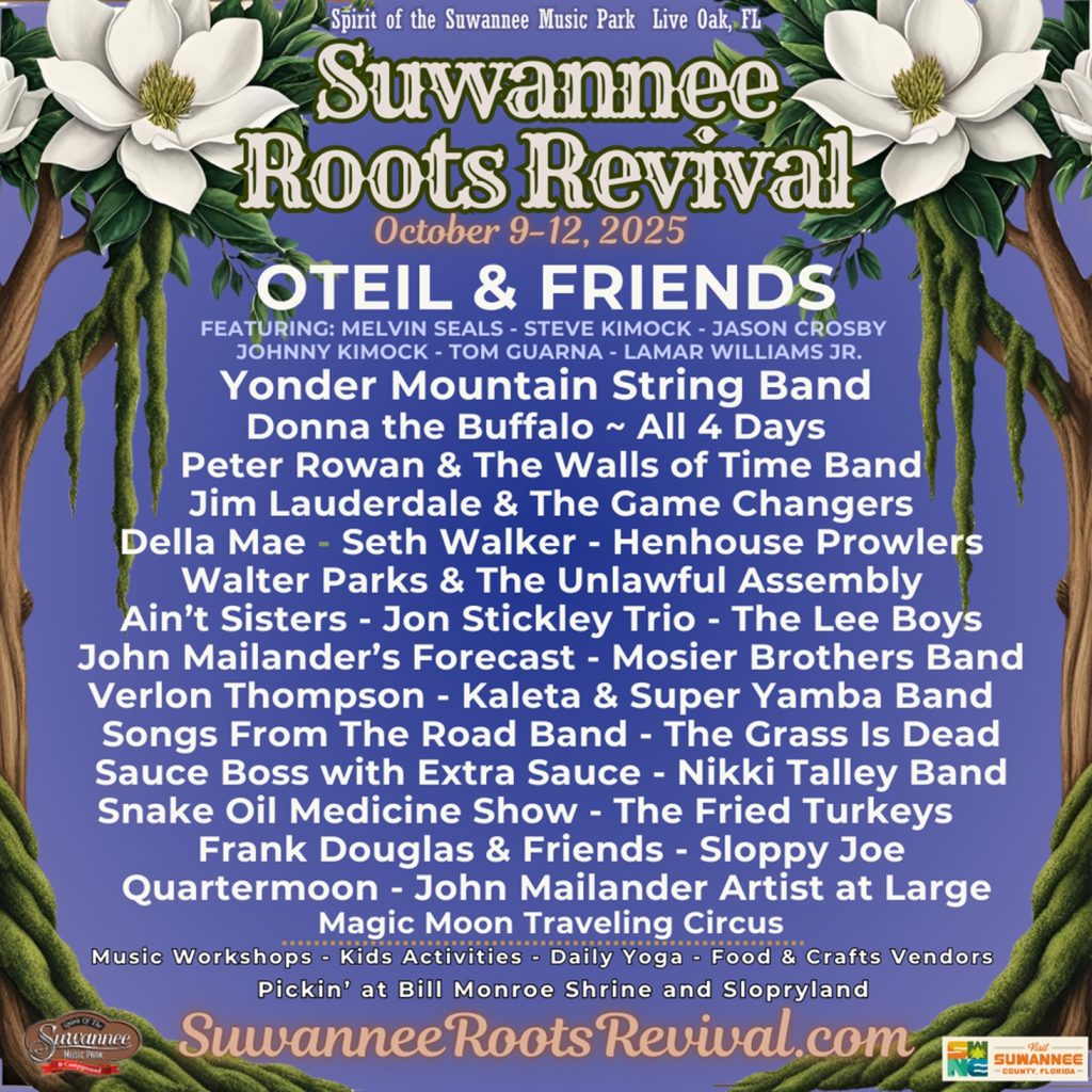 Suwannee Roots Revival Announces Oteil & Friends, Yonder Mountain String Band, Donna the Buffalo