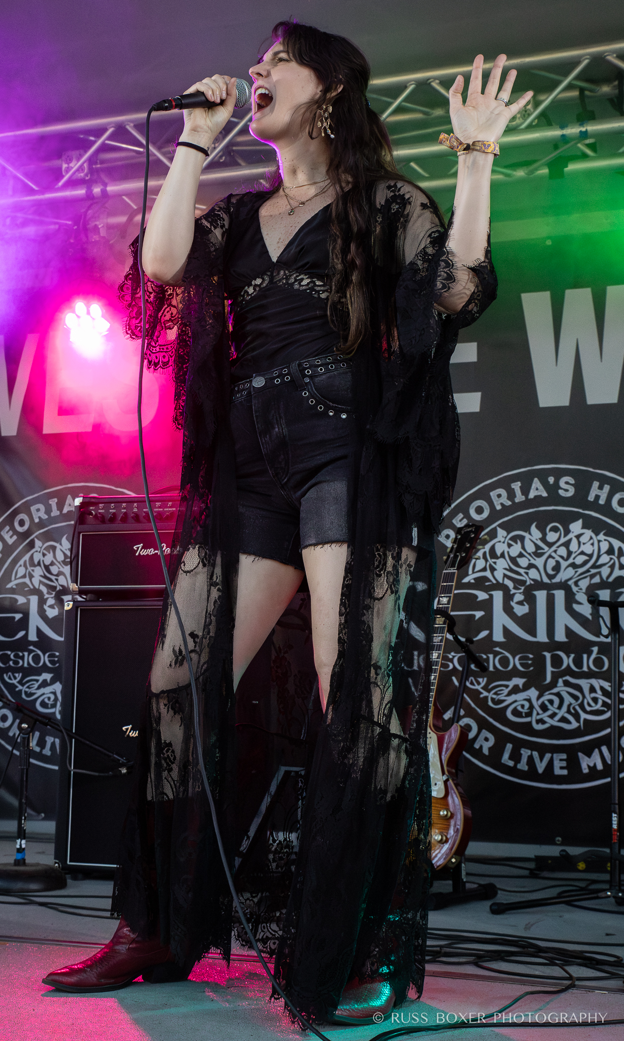 Katelynn Krieglstein performing with Stan P Band on Kenny's Westside Stage | Photo by Russ Boxer