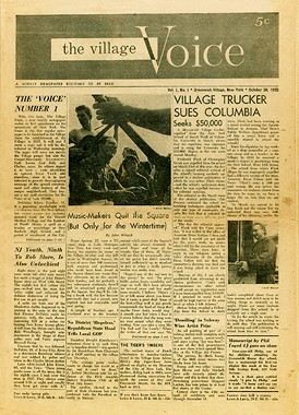 Capa do jornal The Village Voice, outubro de 1955, nº 1.