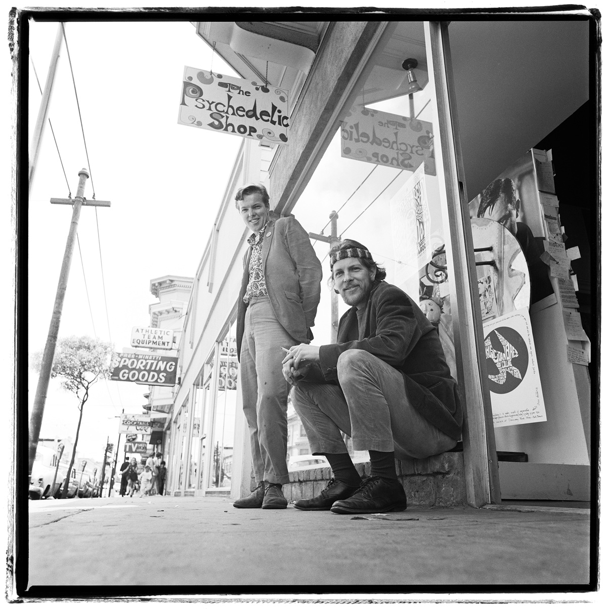 Jay and Ron Thelin in front of the Psychedelic Shop on Haight Street, 1966. Photo by Herb Greene