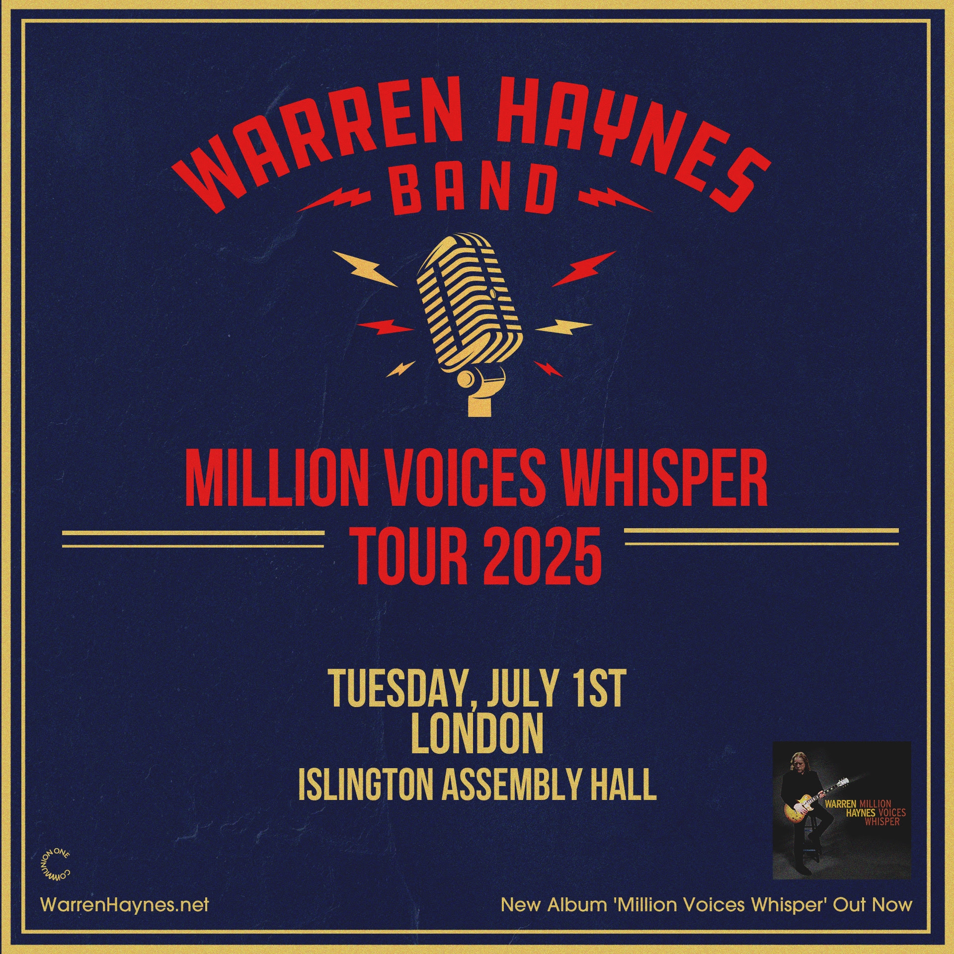 Warren Haynes Band Announce Rare UK Concert at London Islington Assembly Hall on Tuesday July 1st