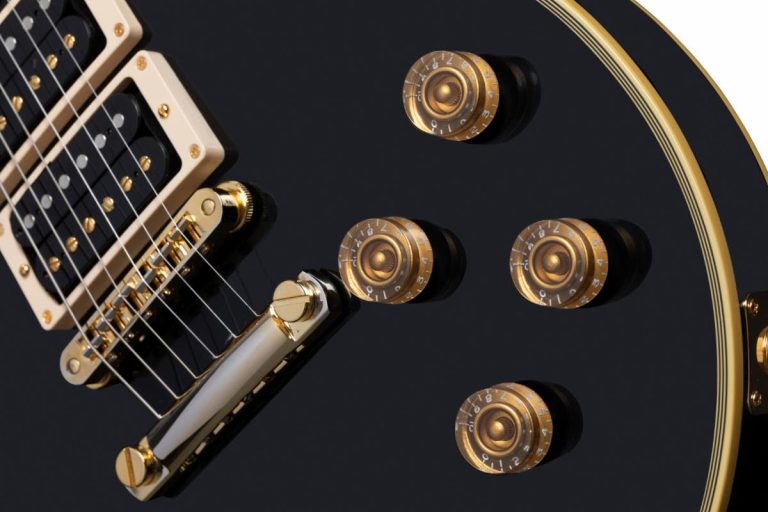 Above: a close-up of the Peter Frampton “Phenix” Gibson Les Paul Custom
