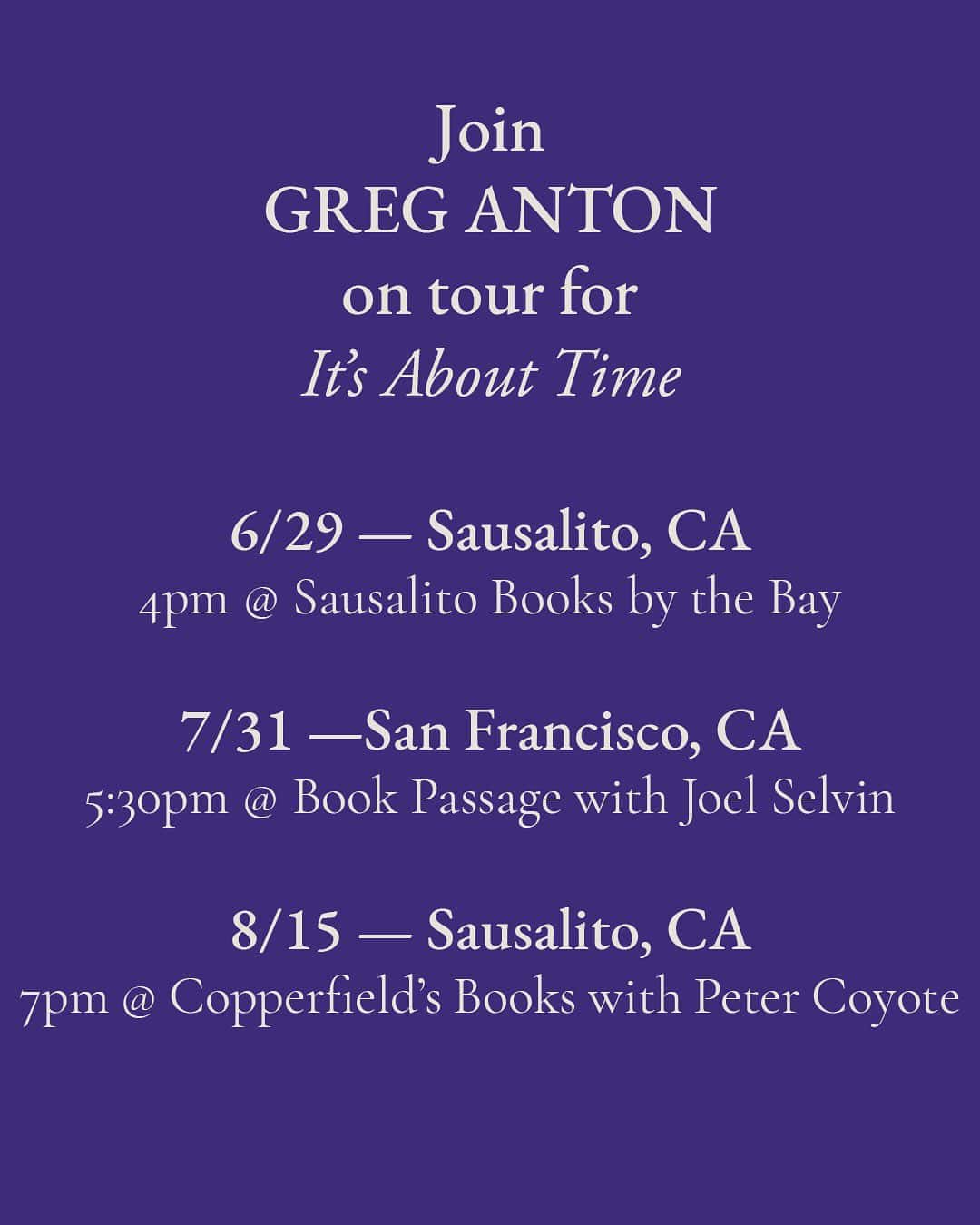 Catch Greg on his book signing tour